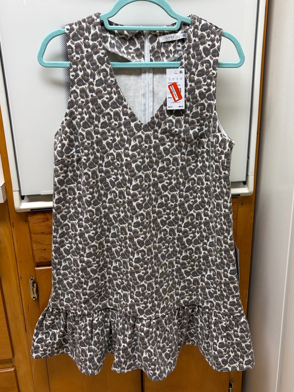 Lush Leopard Print Sleeveless V-Neck Mini Dress
